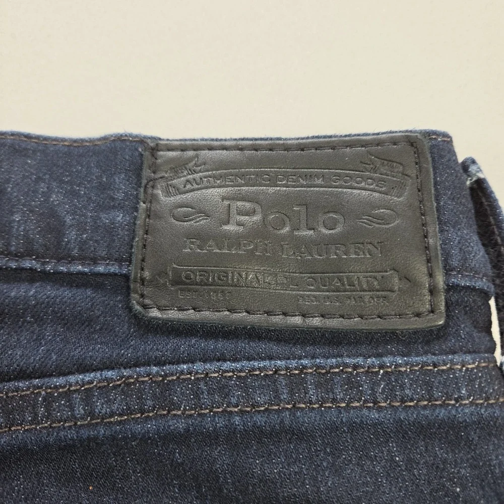 Polo Ralph Lauren Jeans Mens 42x32 Dark Blue Denim Varick Slim Straight Stretch